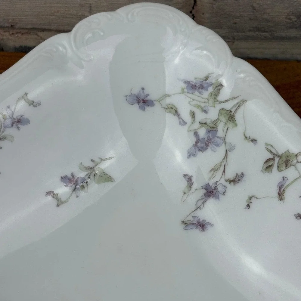 Antique Haviland & Co Limoges 1895 Violet Floral Rectangular Serving Dish France
